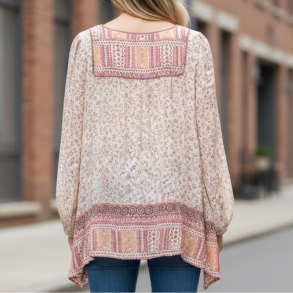 Boho Flowy Ditzy Floral Fairycore Free People Metallic Dream Lover Tunic XS - Picture 2 of 9